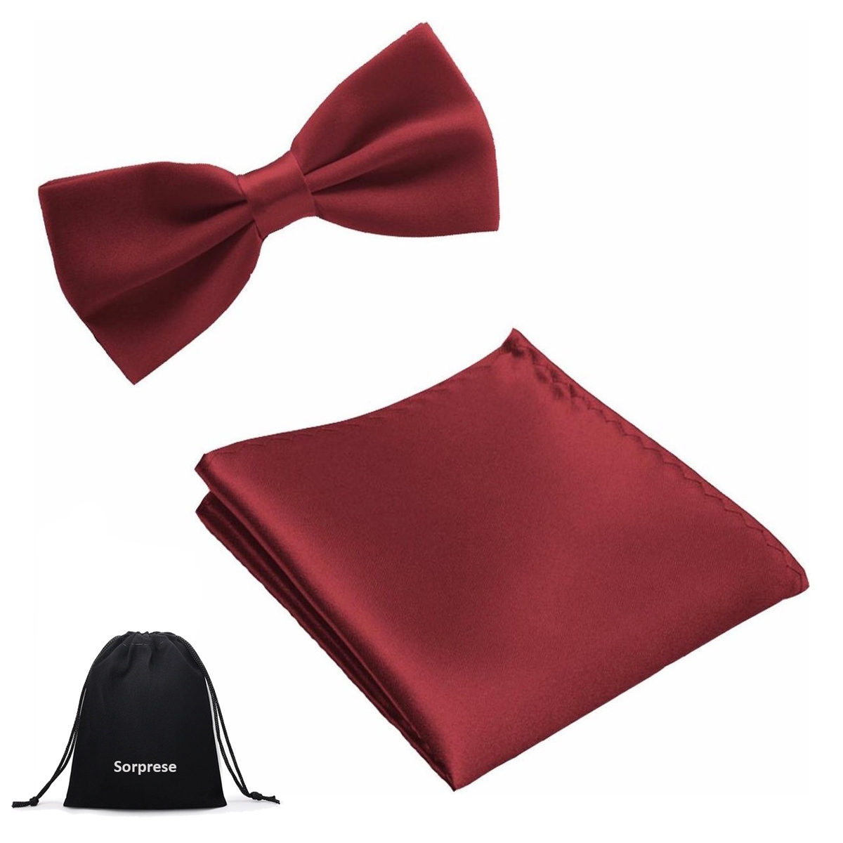 modder Afstoten werk Strik + Pochette Bordeaux Rood - Sorprese - Mode accessoires voor Hem & Haar