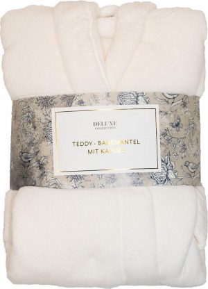 Sorprese Teddy Microfleece - Luxe heren badjas - off white - met capuchon