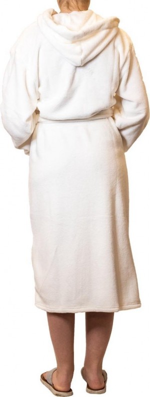 Sorprese Teddy Microfleece - Luxe dames badjas - off white - met capuchon