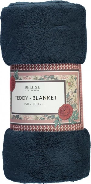 Sorprese Teddy - Fleece deken - Denimblauw - 150 x 200 cm