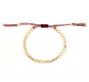 Model H - armband - dames - 1 snoer - goudkleurige bedels - Sorprese - zelf instelbaar - 17-23 cm - geluksarmband - Boeddhisme - Tibetaans