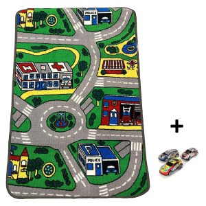 Carpet City Speelkleed - 80x120 cm - Inclusief 3 Speelgoed Auto’s