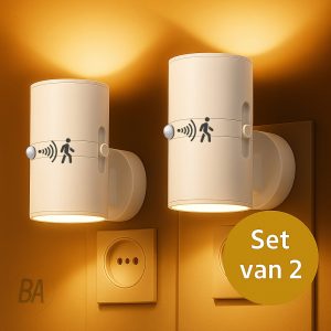 Best Active Nachtlampje Stopcontact met Bewegingssensor - 2 stuks - Dag- en Nachtsensor - Wit