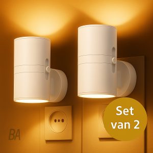 Best Active Nachtlampje Stopcontact - 2 stuks - Dag- en Nachtsensor - Wit